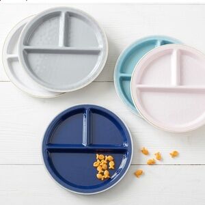 POTTERY BARN KIDS Set of 2 blue and white Cambria Divided Plates Lunch Tabletop